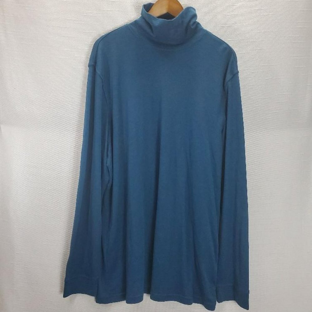Croft Barrow Easy Care Tunic Turtleneck Top Womens XXL Tall Blue Long Sleeve